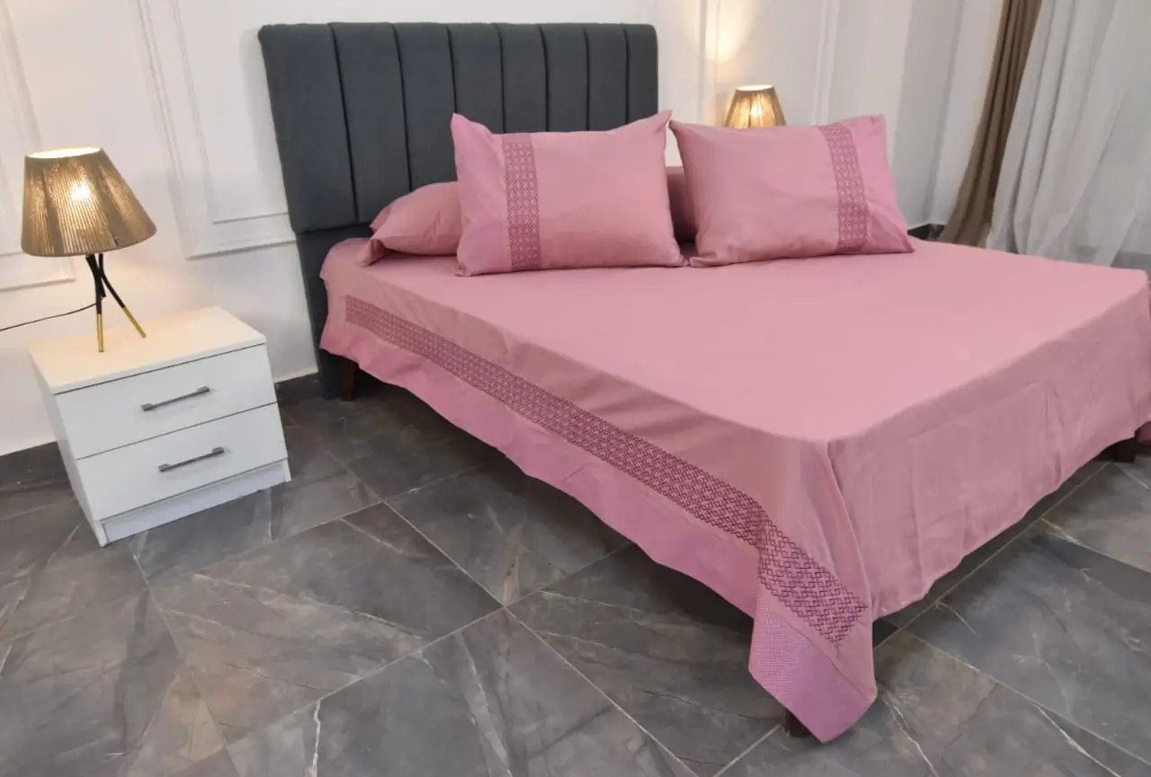 Rose Embroidered Bed Linen Set