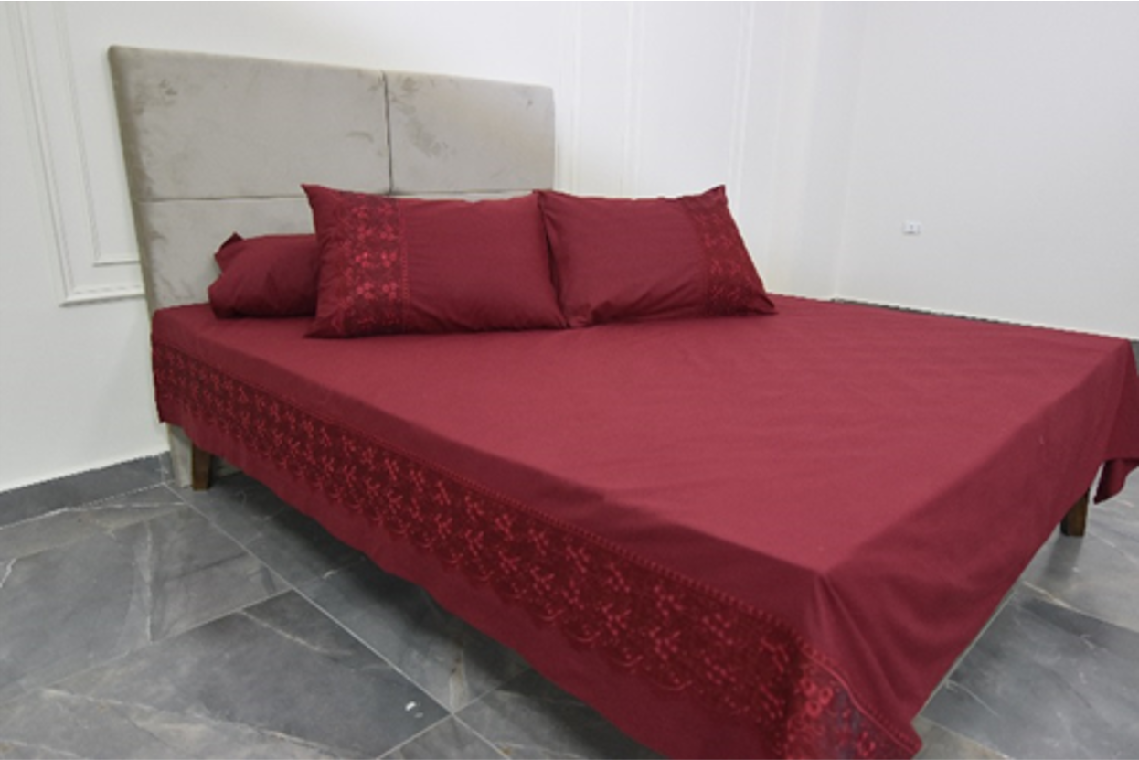 Sheet with Rhinestone Embroidery